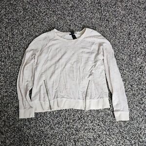 Forever 21 Cream Sweater with Zipper Details